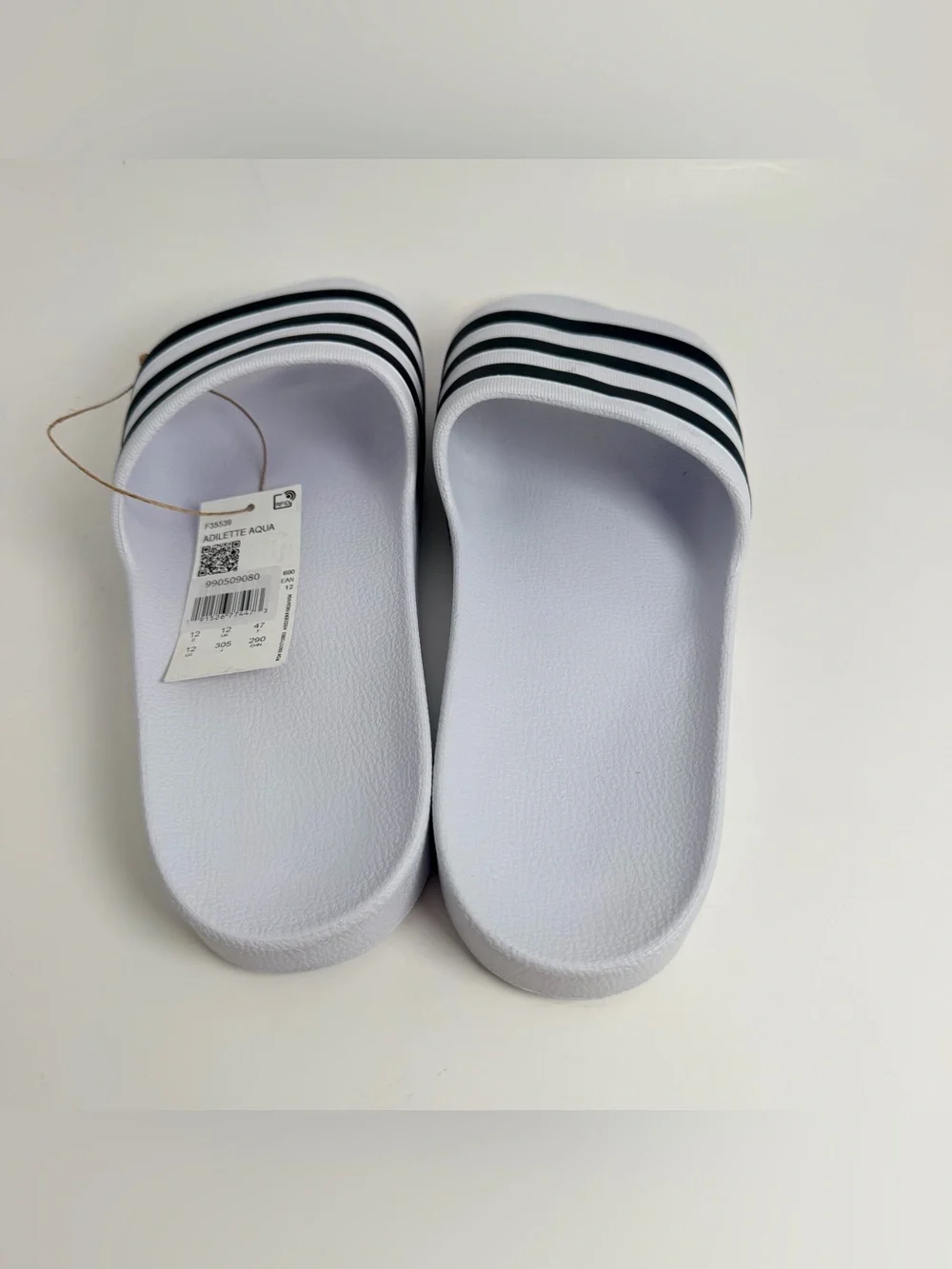 adidas White and Black Adilette Slide Sandals